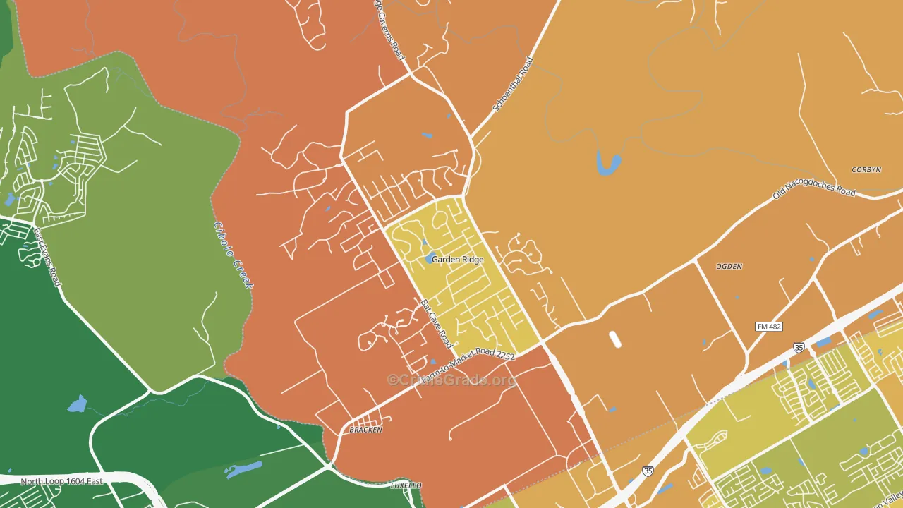 Garden Ridge, TX Map of Murder Rates