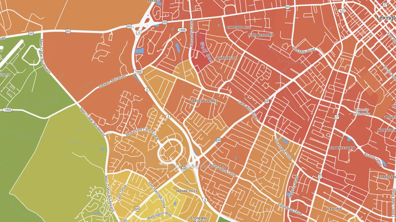 Garden Springs, Lexington, KY Map of Murder Rates
