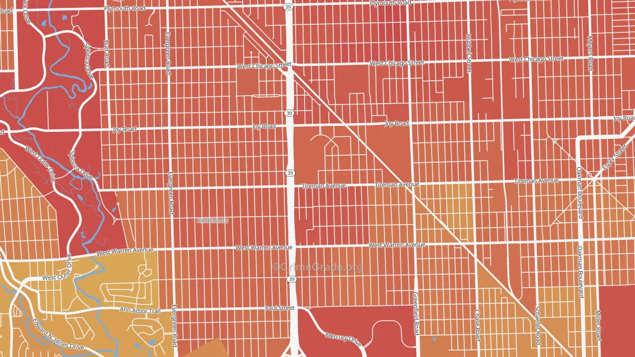 Garden View, Detroit, MI Map of Murder Rates