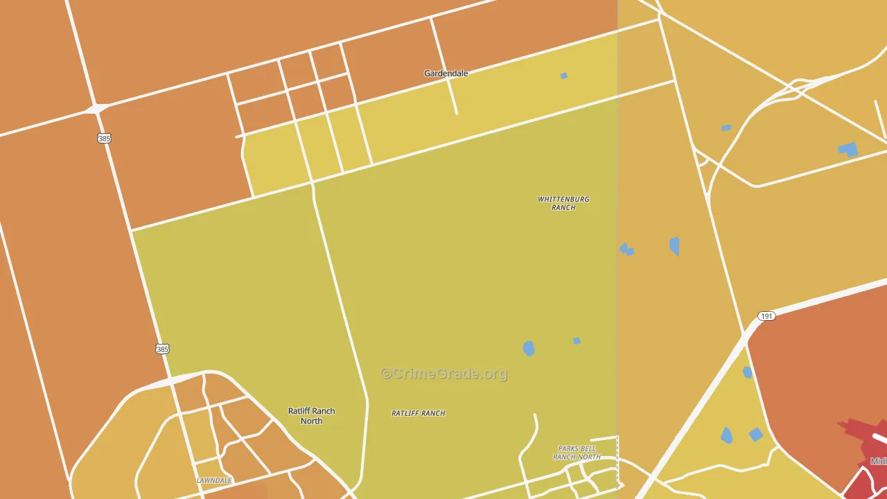Gardendale, TX Map of Murder Rates