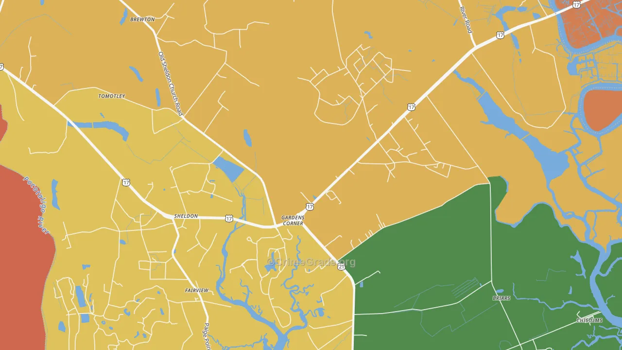 Gardens Corner, SC Map of Murder Rates