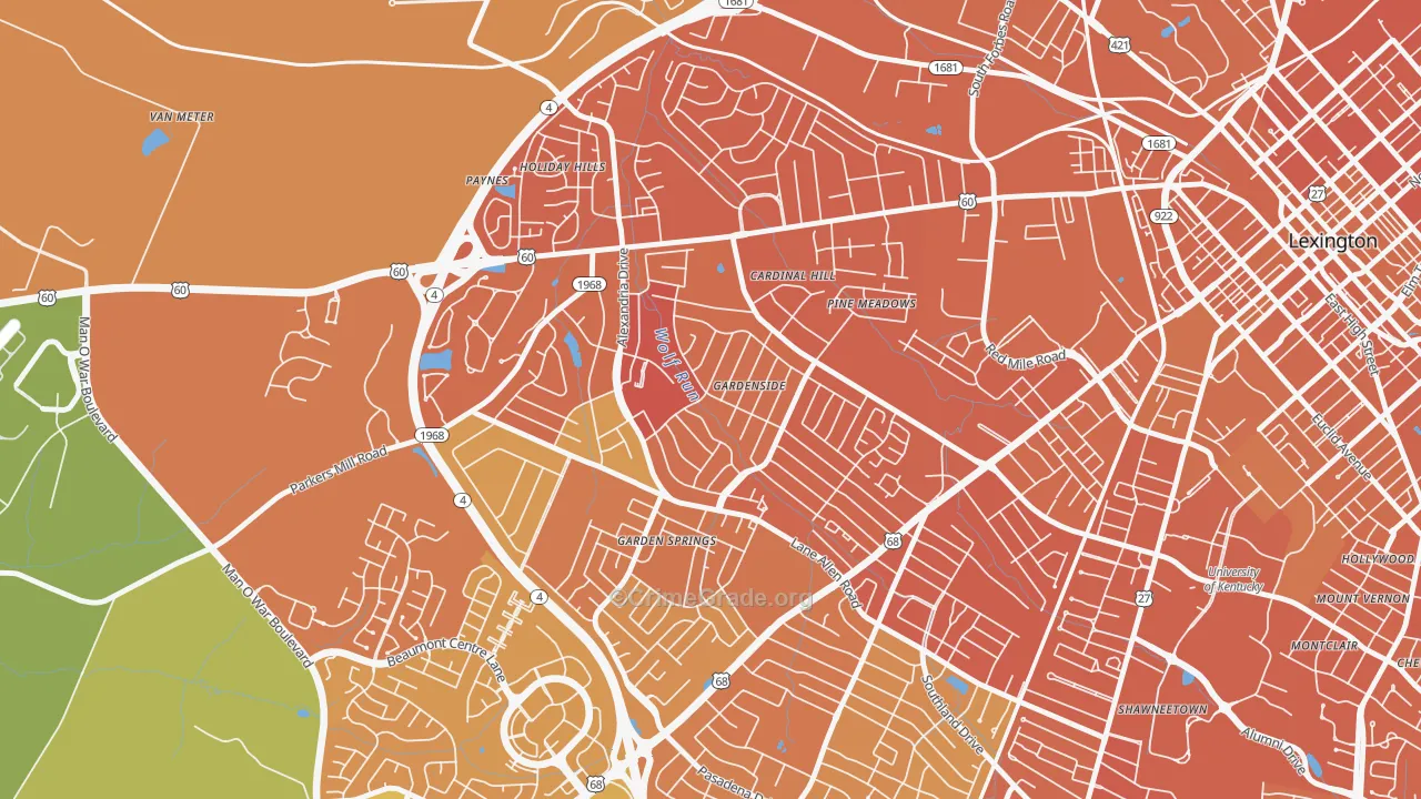 Gardenside-Colony, Lexington, KY Map of Murder Rates