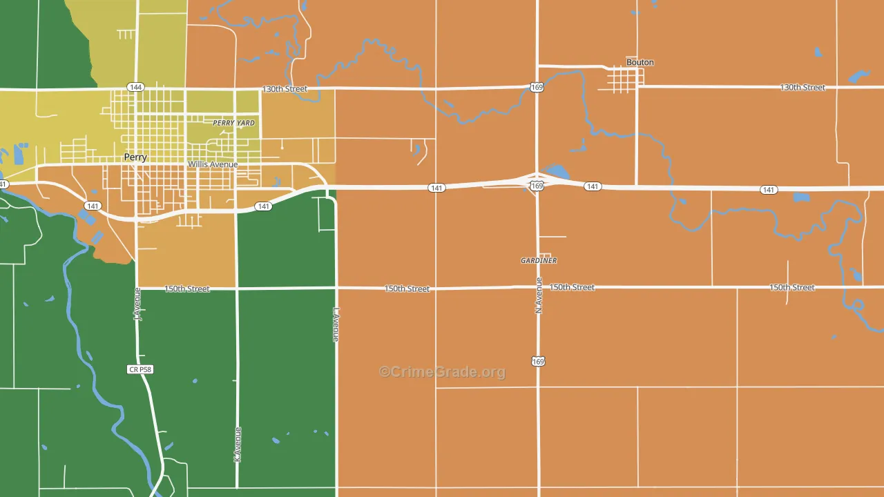 Gardiner, IA Map of Murder Rates