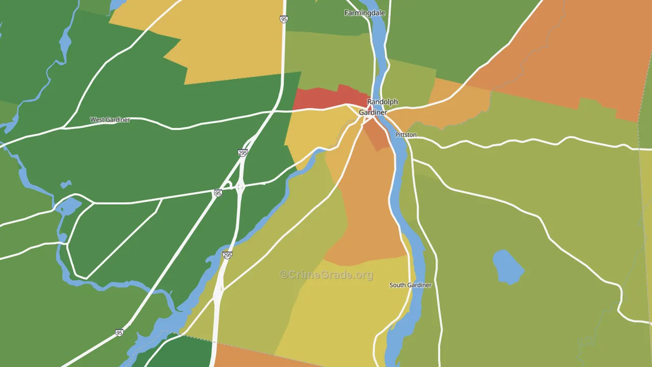 Gardiner, ME Map of Murder Rates