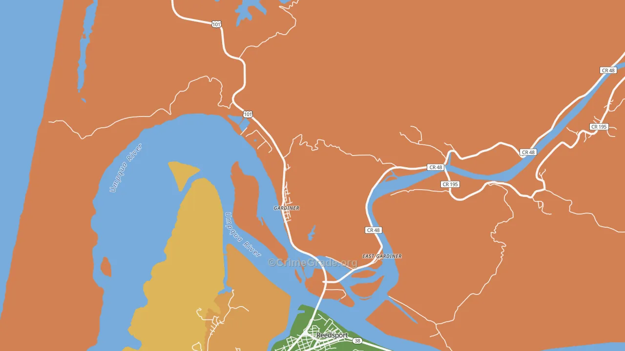 Gardiner, OR Map of Murder Rates