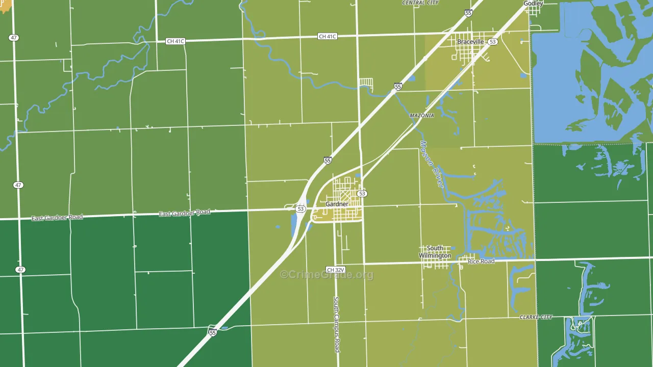Gardner, IL Map of Murder Rates