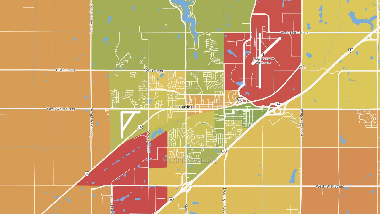 Gardner, KS Map of Murder Rates