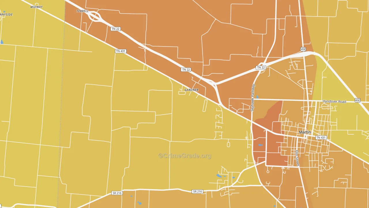 Gardner, TN Map of Murder Rates