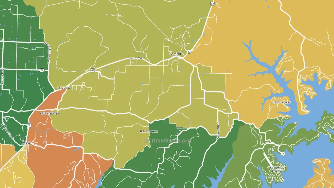 Garfield, AR Map of Murder Rates