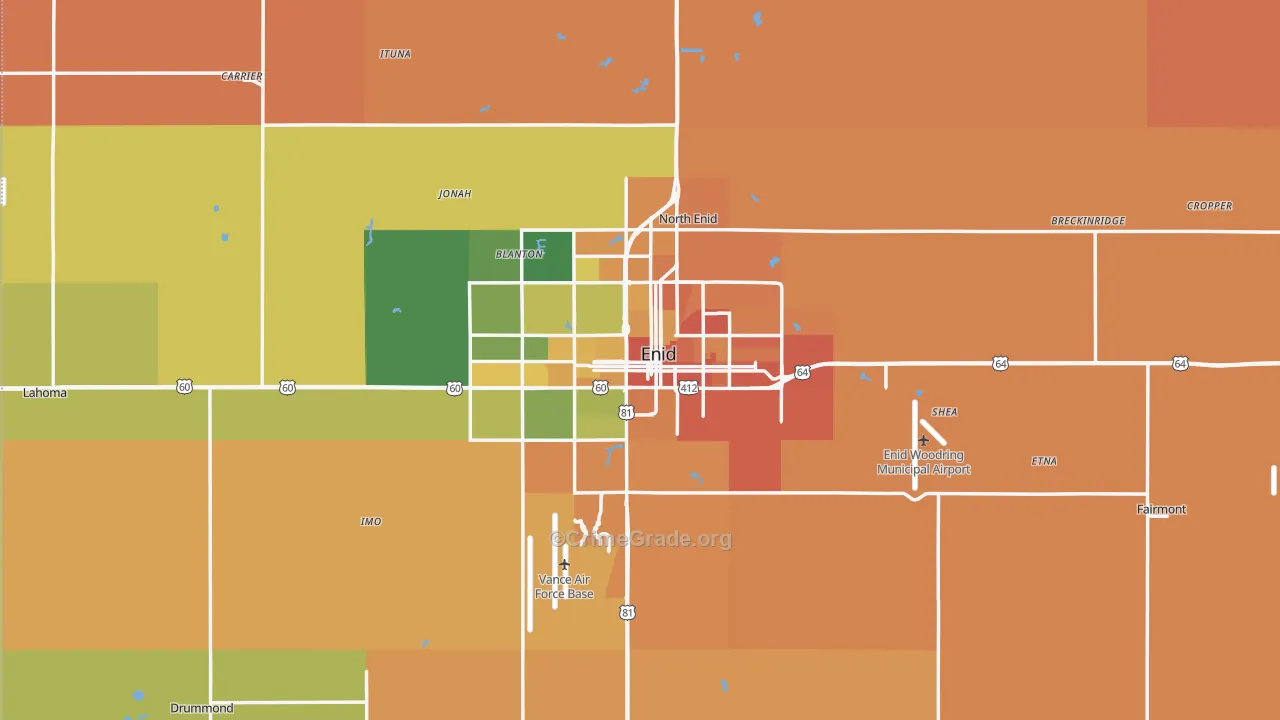 Garfield County, OK Map of Murder Rates