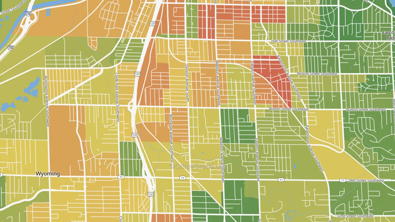 Garfield Park, Grand Rapids, MI Map of Murder Rates