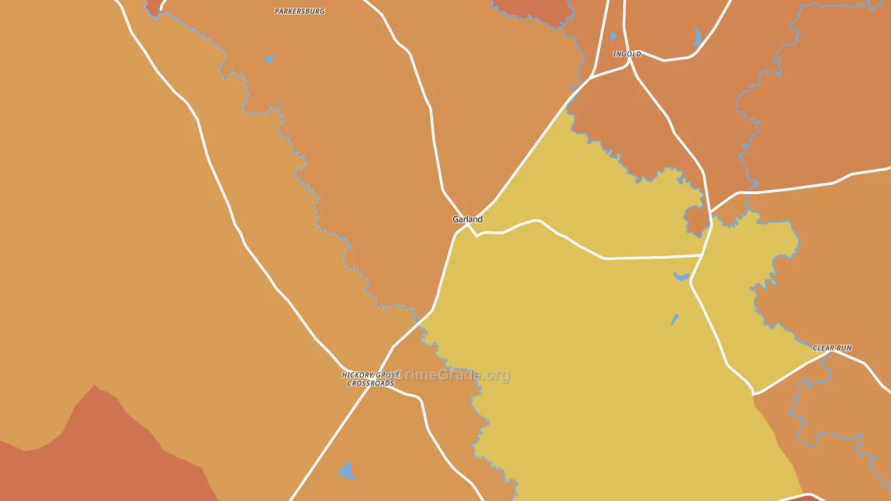 Garland, NC Map of Murder Rates