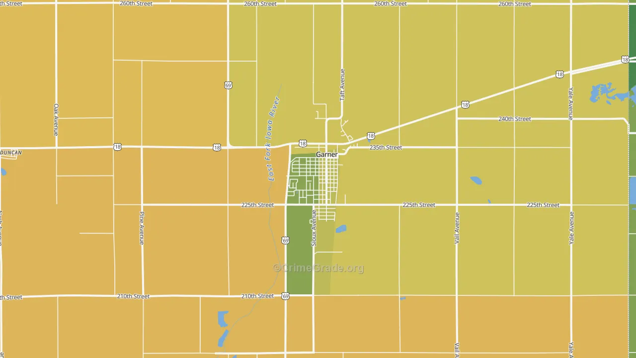 Garner, IA Map of Murder Rates