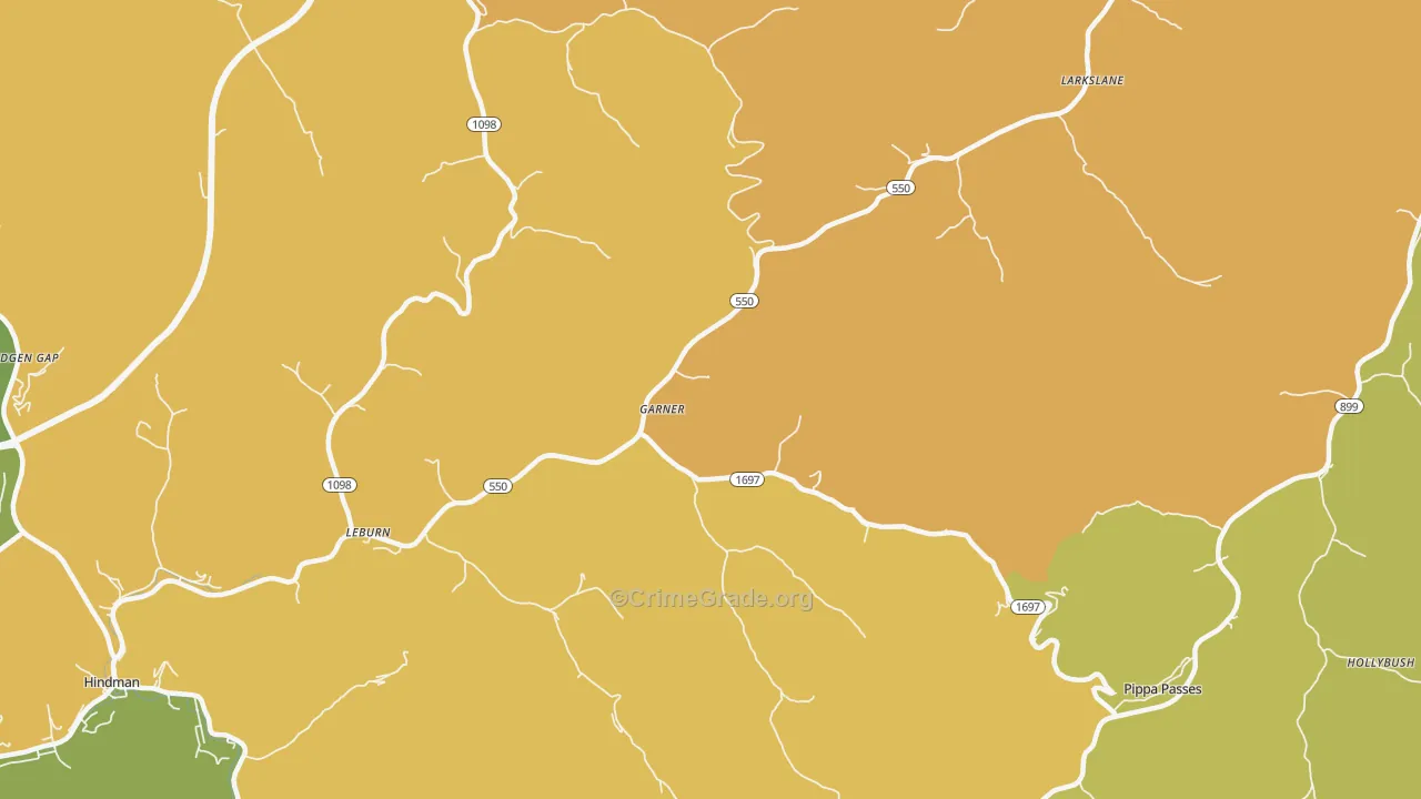 Garner, KY Map of Murder Rates
