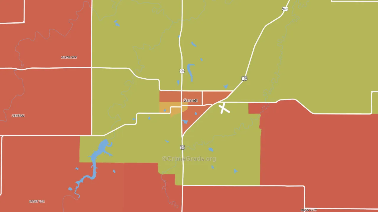 Garnett, KS Map of Murder Rates
