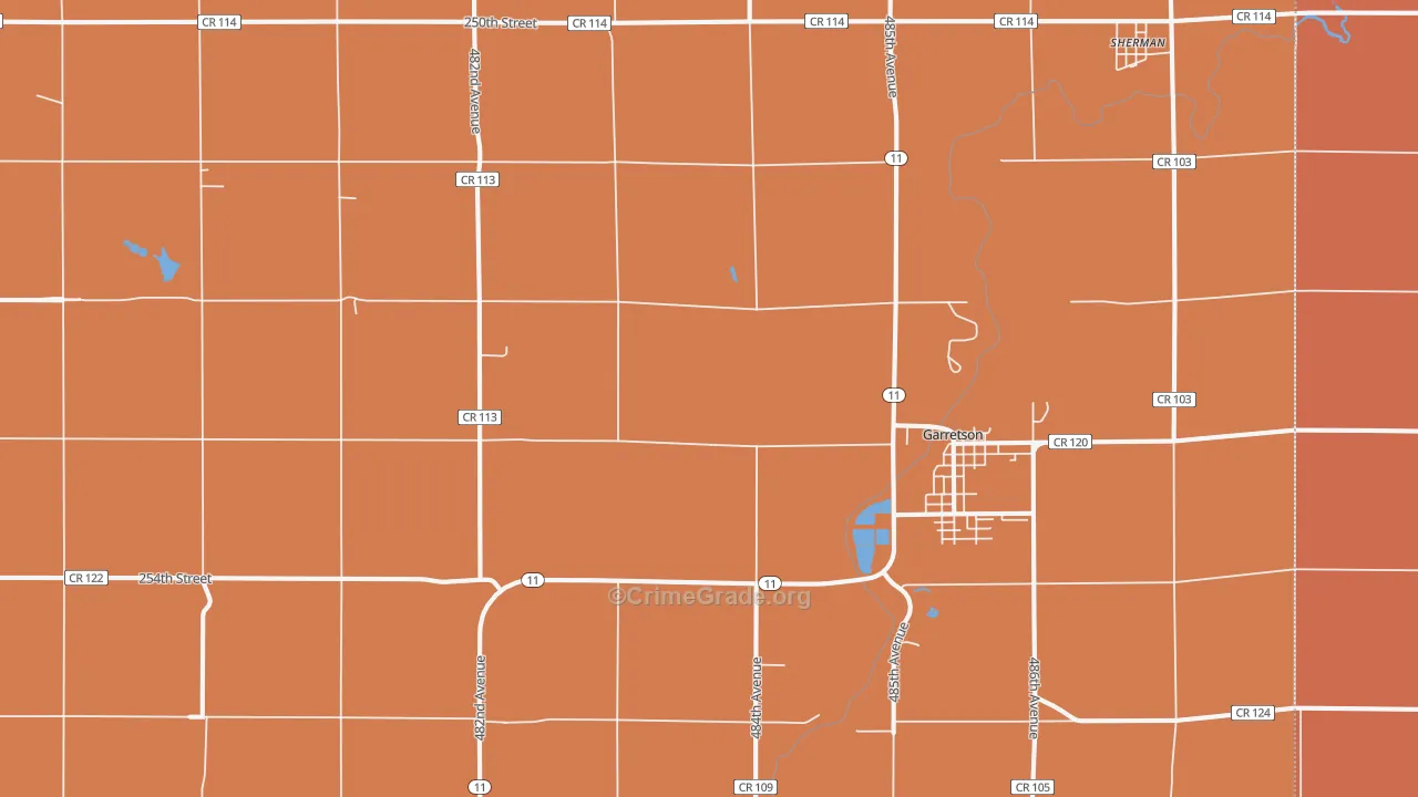 Garretson, SD Map of Murder Rates