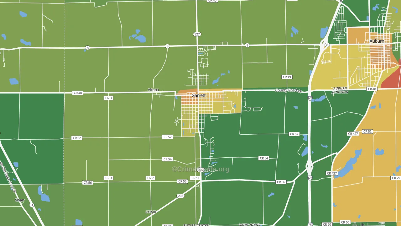 Garrett, IN Map of Murder Rates