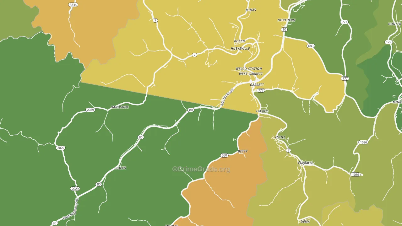 Garrett, KY Map of Murder Rates