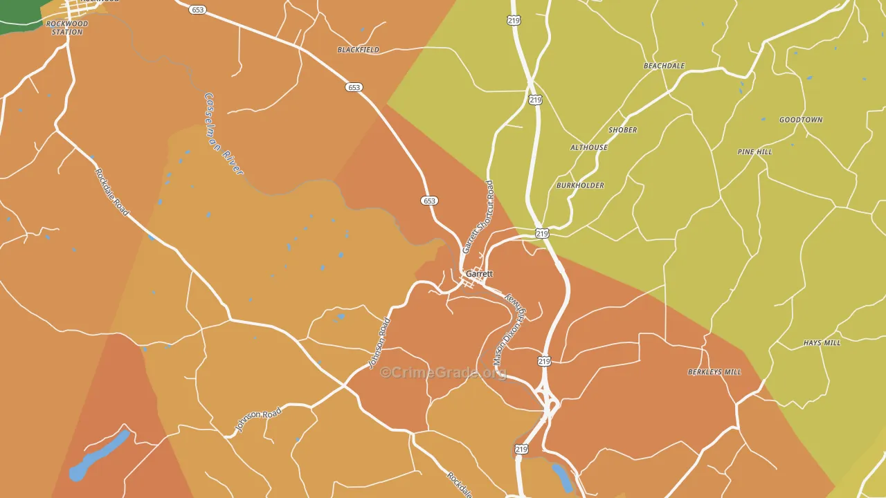 Garrett, PA Map of Murder Rates