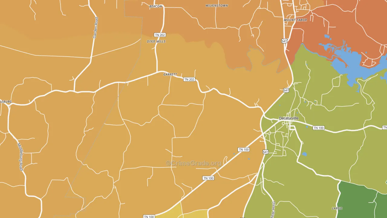 Garrett, TN Map of Murder Rates