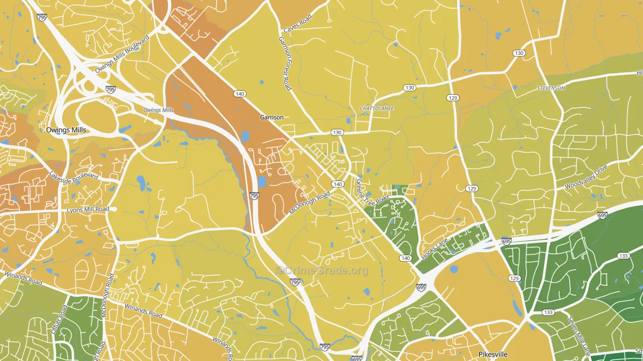 Garrison, Owings Mills, MD Map of Murder Rates