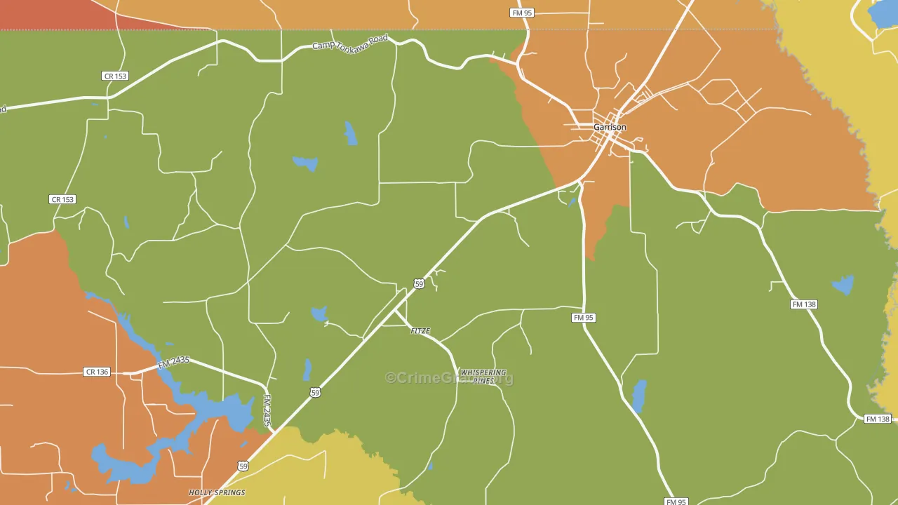 Garrison, TX Map of Murder Rates