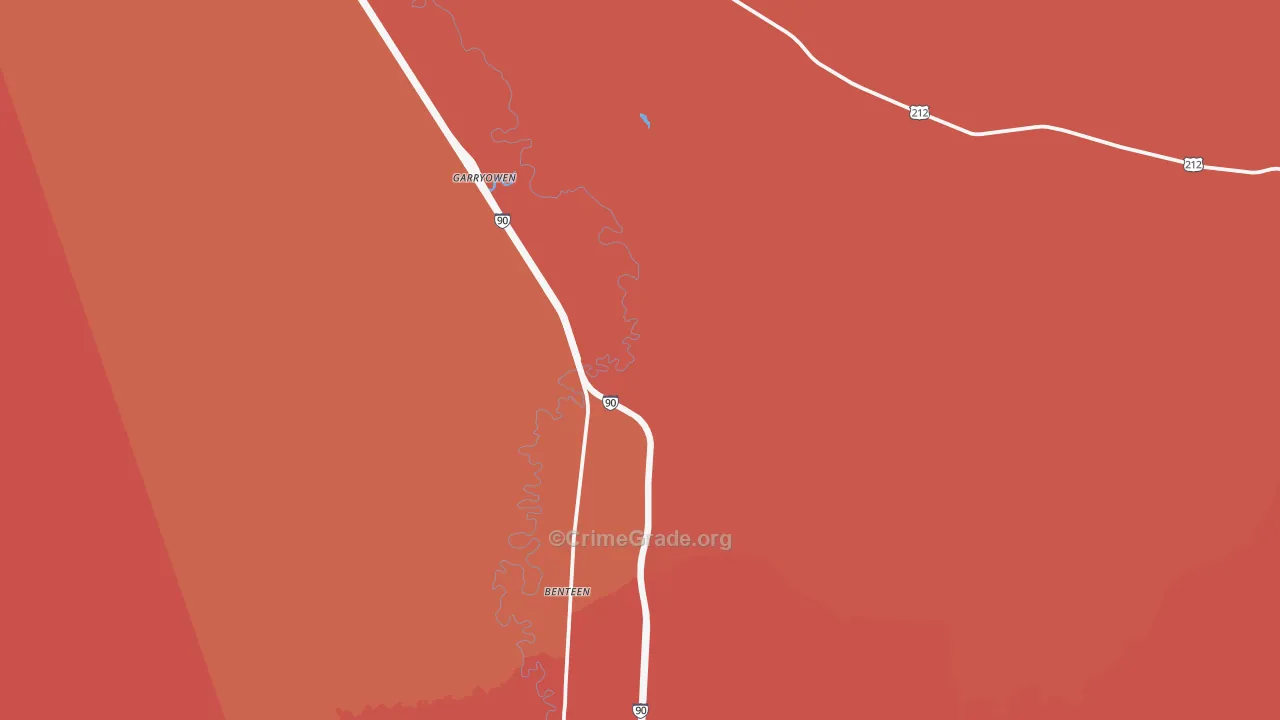 Garryowen, MT Map of Murder Rates
