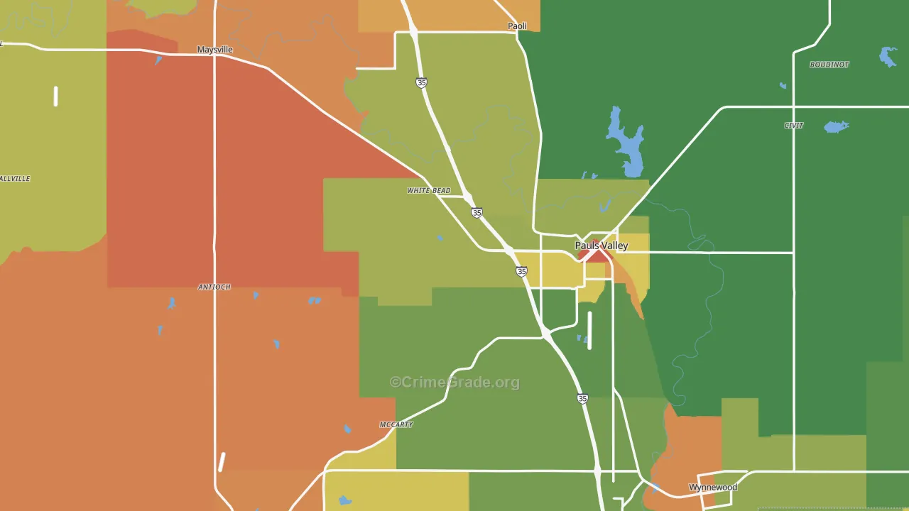 Garvin County, OK Map of Murder Rates