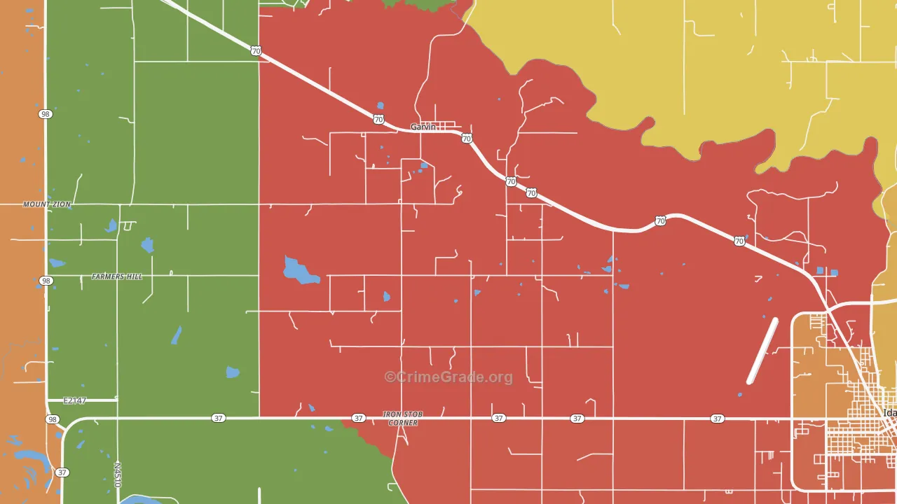 Garvin, OK Map of Murder Rates