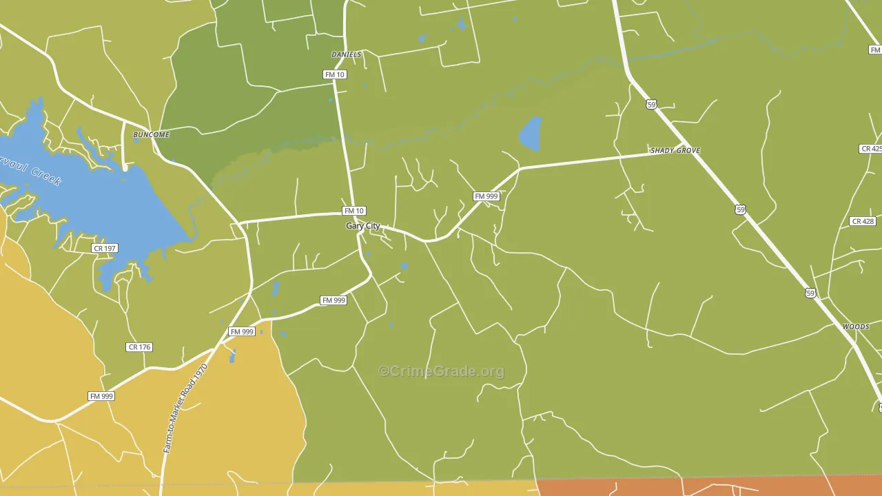 Gary City, TX Map of Murder Rates