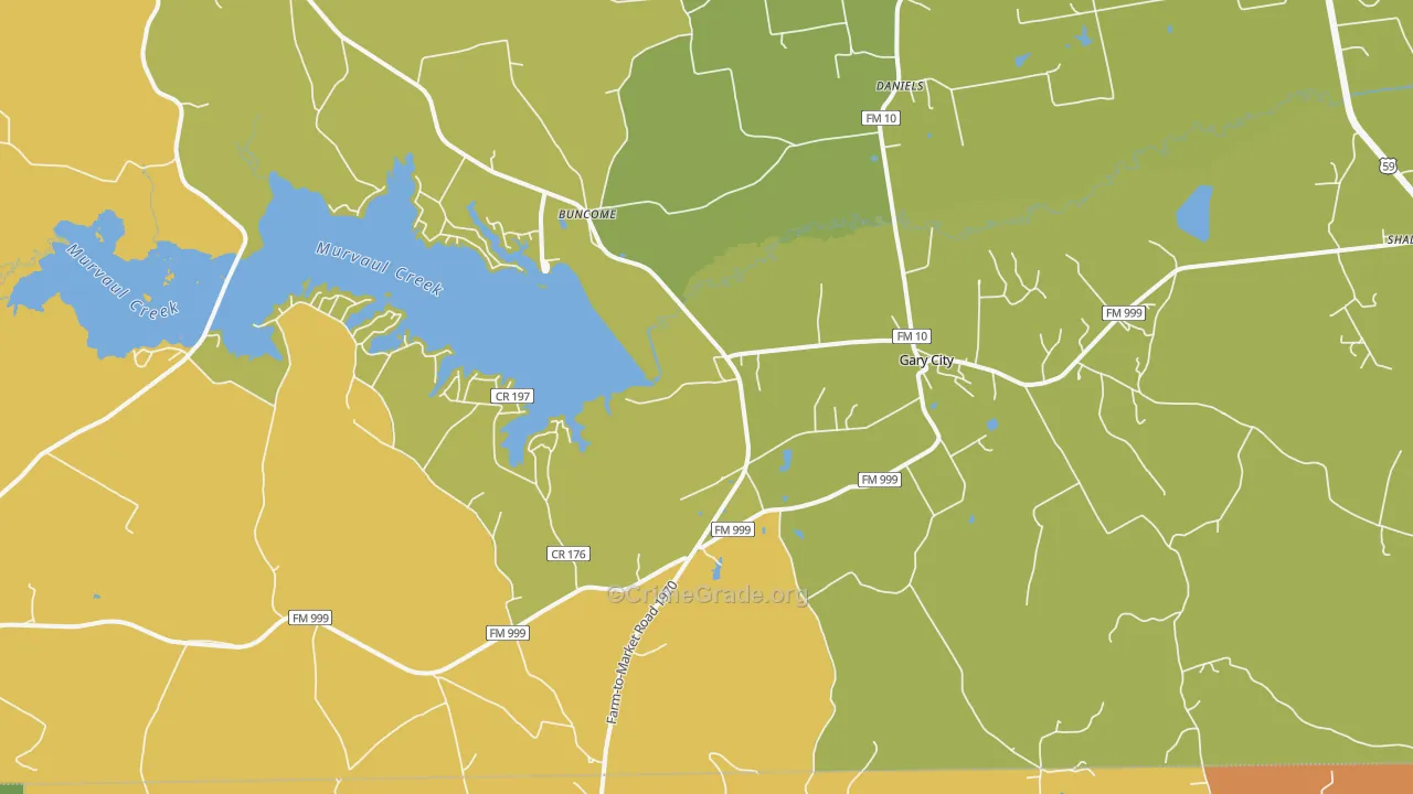 Gary, TX Map of Murder Rates
