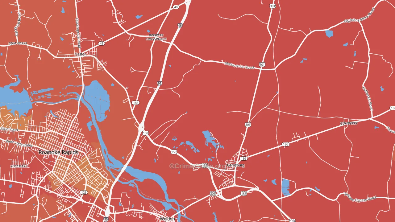 Garysburg, NC Map of Murder Rates