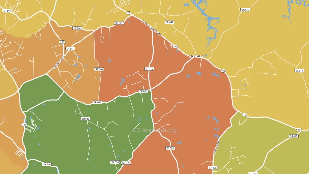 Garysville, VA Map of Murder Rates