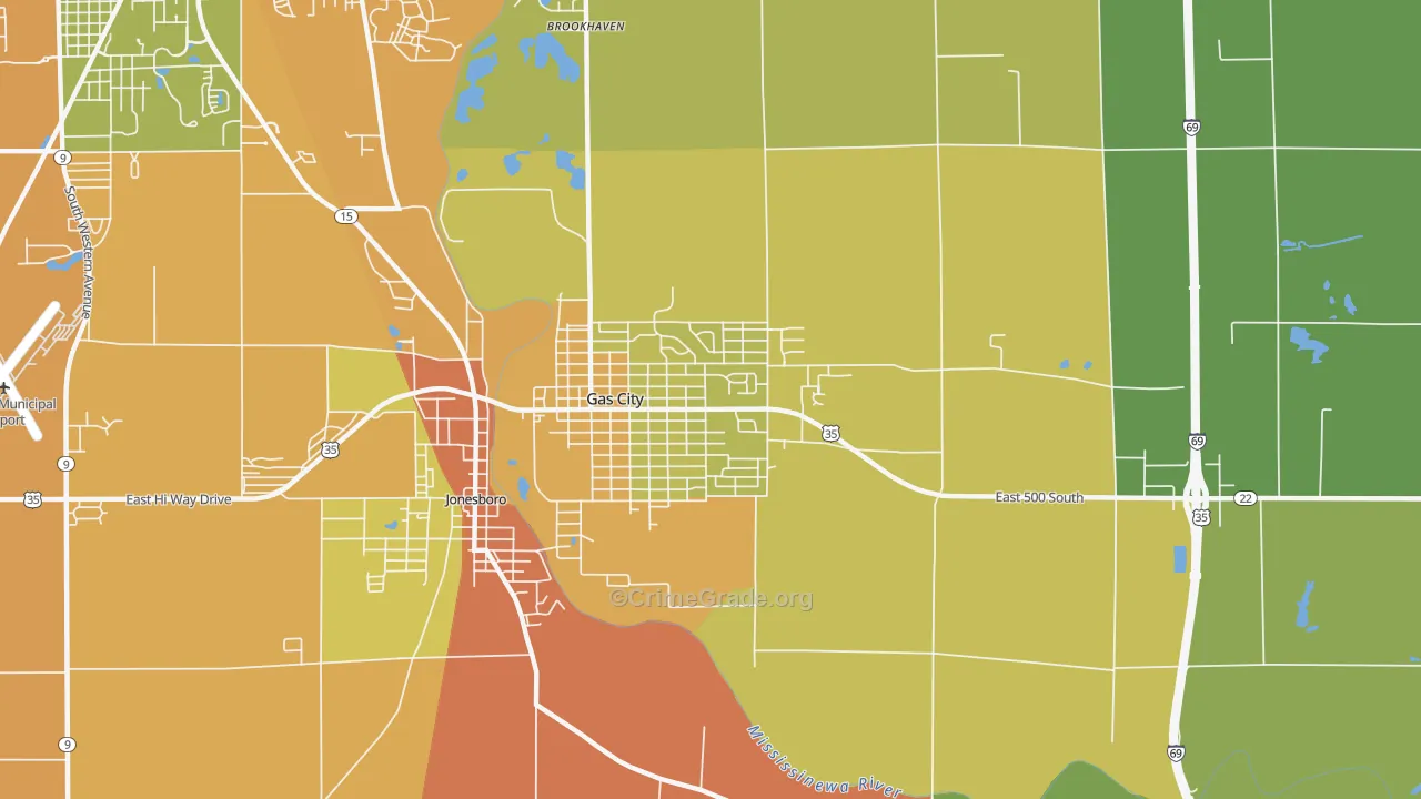 Gas City, IN Map of Murder Rates