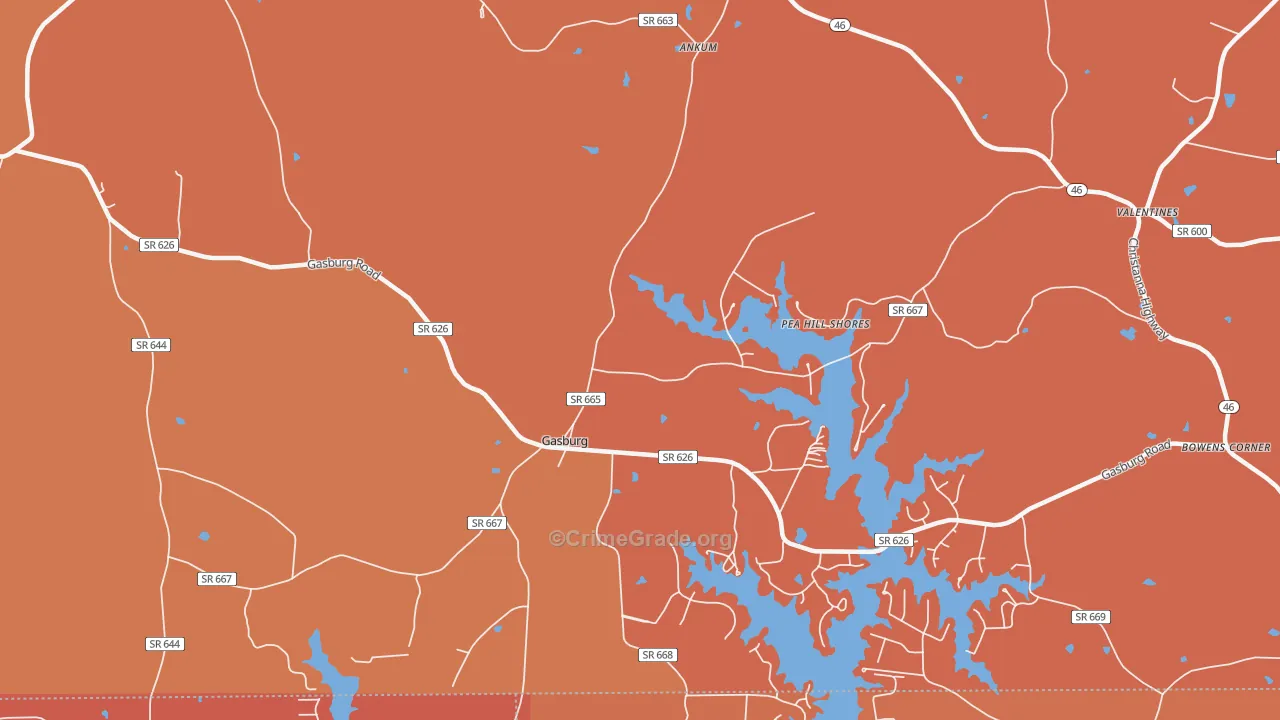 Gasburg, VA Map of Murder Rates