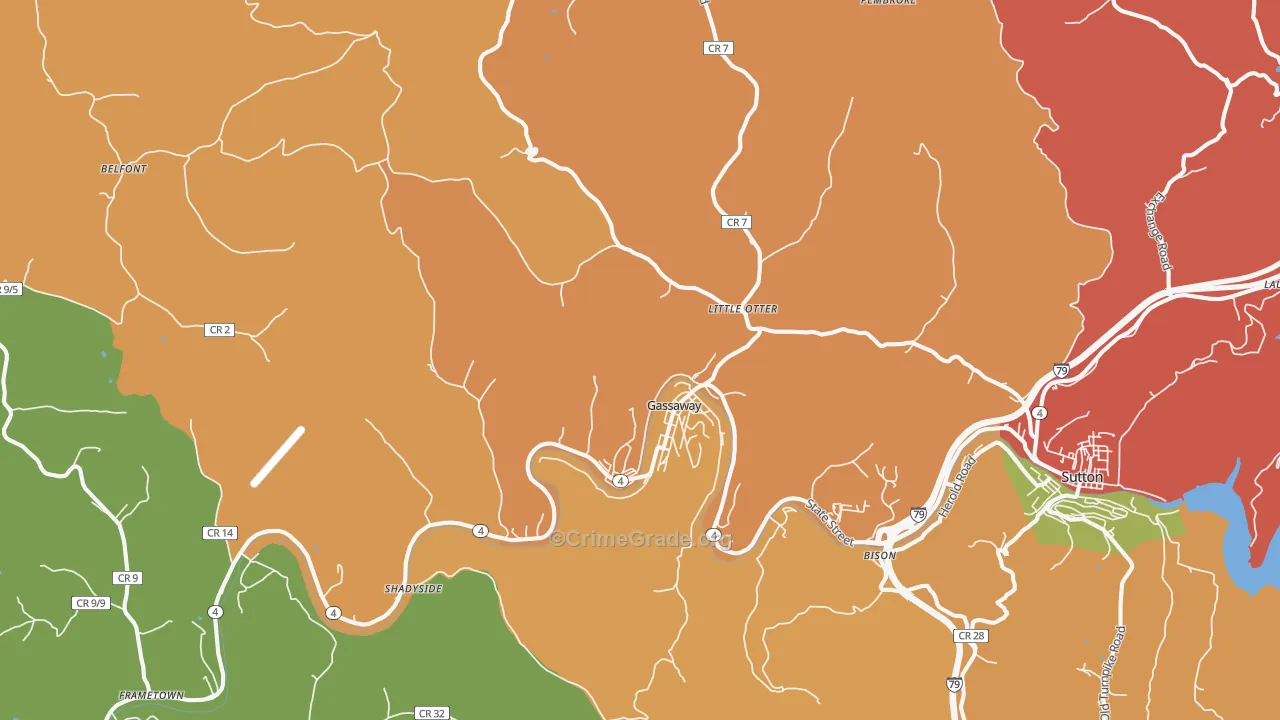 Gassaway, WV Map of Murder Rates