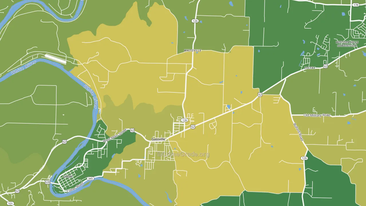 Gassville, AR Map of Murder Rates