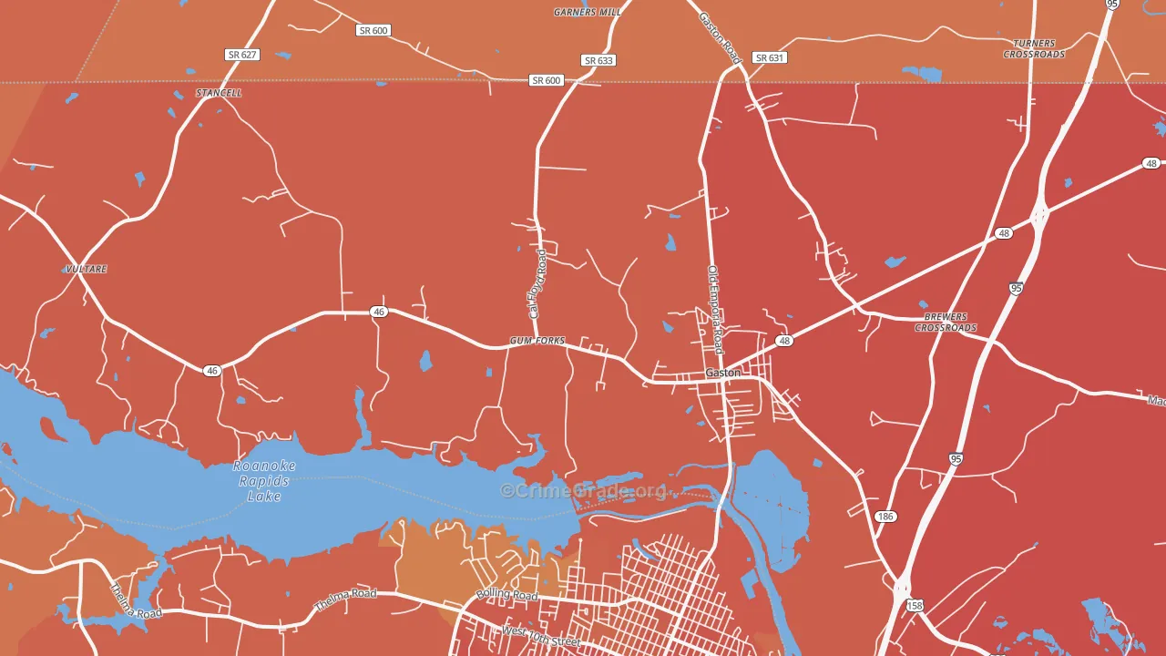Gaston, NC Map of Murder Rates