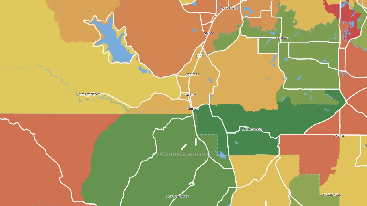 Gaston, OR Map of Murder Rates