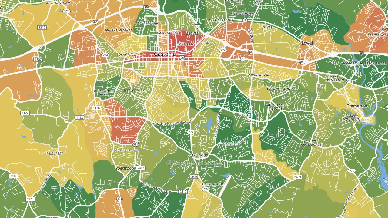 Gastonia, NC Map of Murder Rates