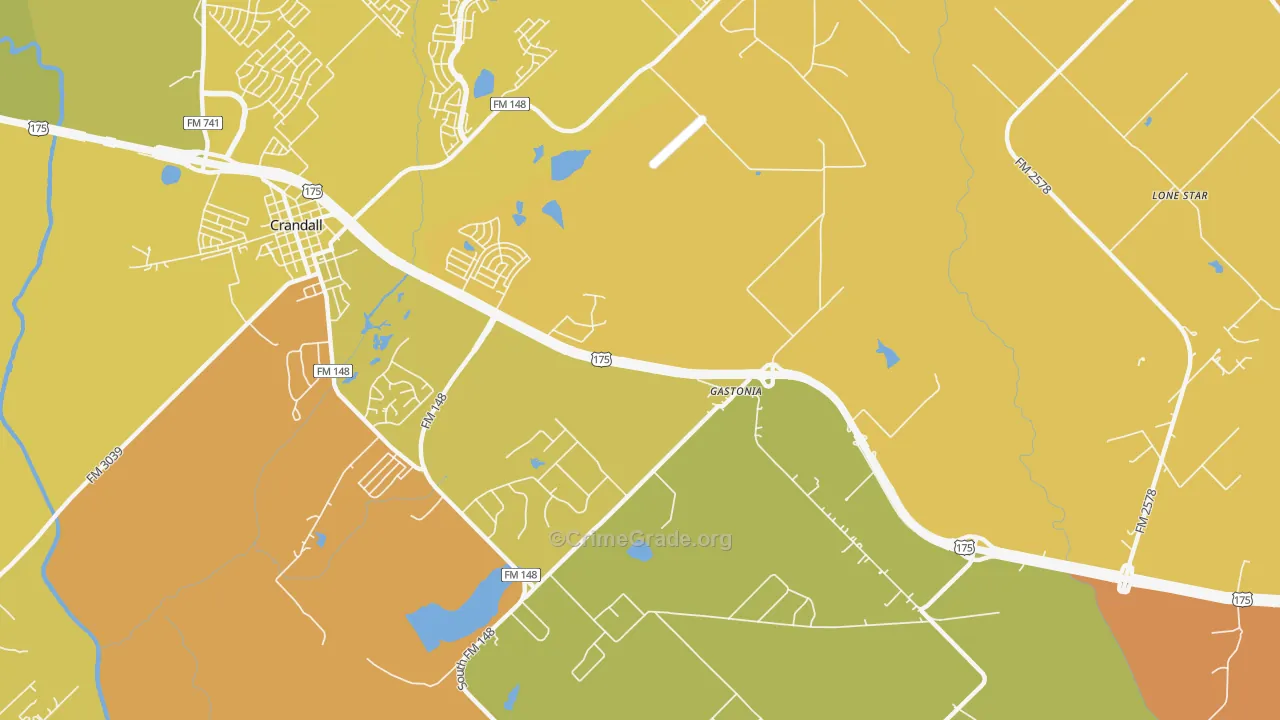 Gastonia, TX Map of Murder Rates