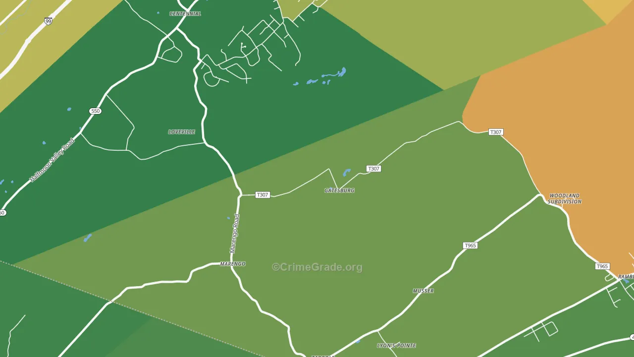 Gatesburg, PA Map of Murder Rates