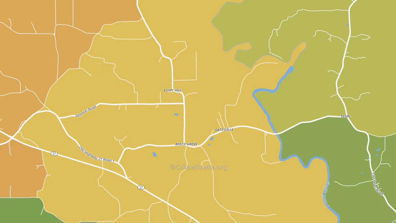Gatesville, MS Map of Murder Rates