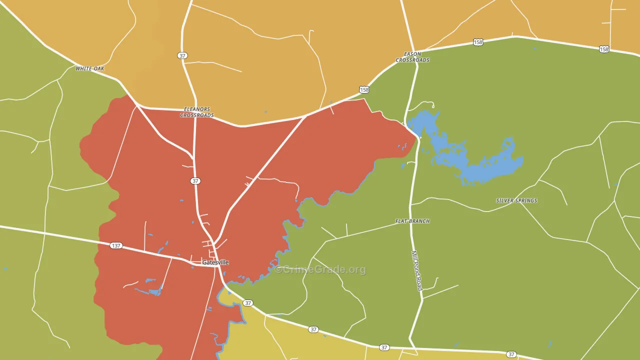 Gatesville, NC Map of Murder Rates