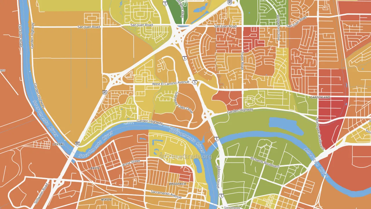 Gateway Center, Sacramento, CA Map of Murder Rates