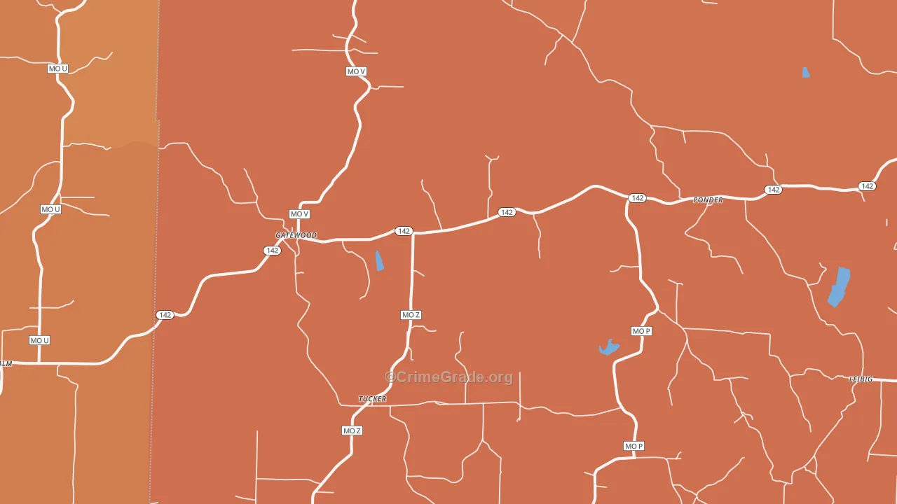 Gatewood, MO Map of Murder Rates
