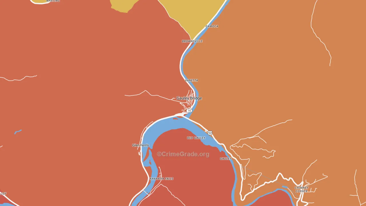 Gauley Bridge, WV Map of Murder Rates