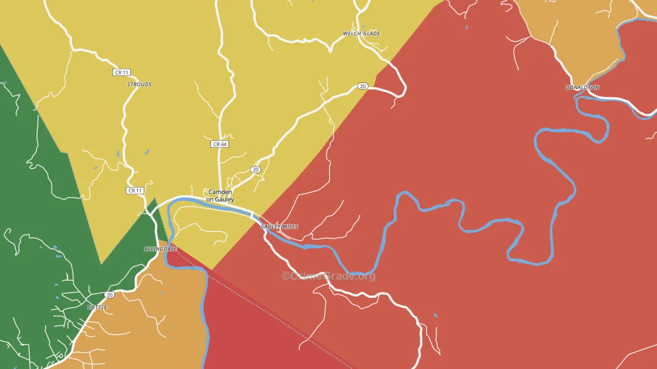 Gauley Mills, WV Map of Murder Rates