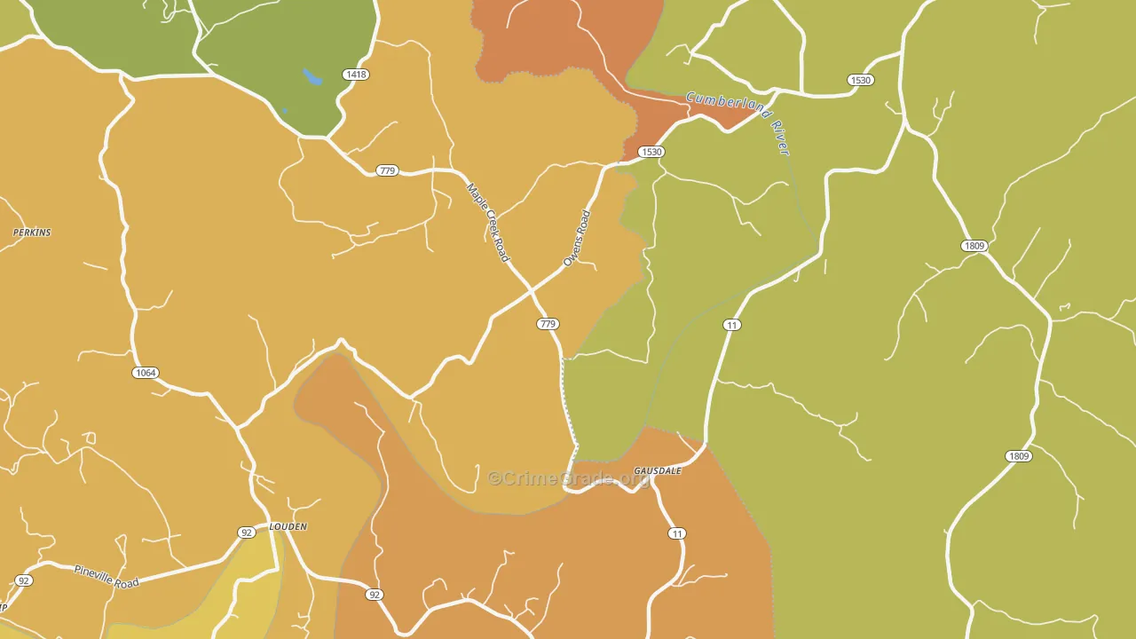 Gausdale, KY Map of Murder Rates