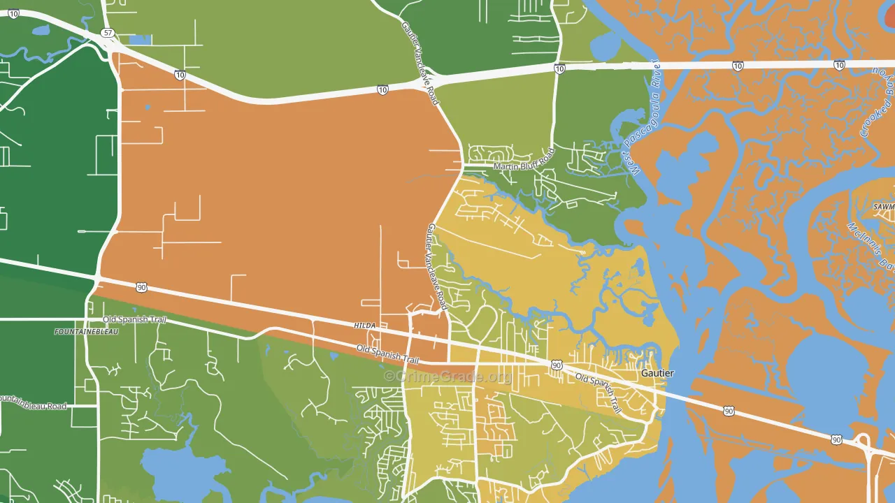 Gautier, MS Map of Murder Rates